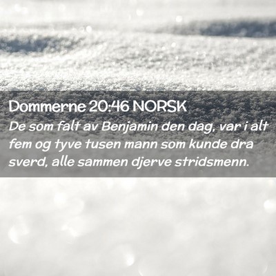 Picture 02 - Dommerne 20:46 NORSK - De som falt av Benjamin den dag, var i alt fem og - Bible Verse Picture