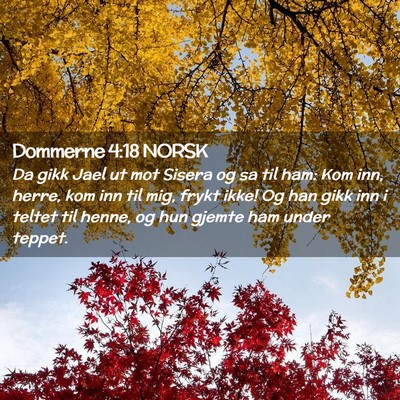 Picture 02 - Dommerne 4:18 NORSK - Da gikk Jael ut mot Sisera og sa til ham: Kom - Bible Verse Picture
