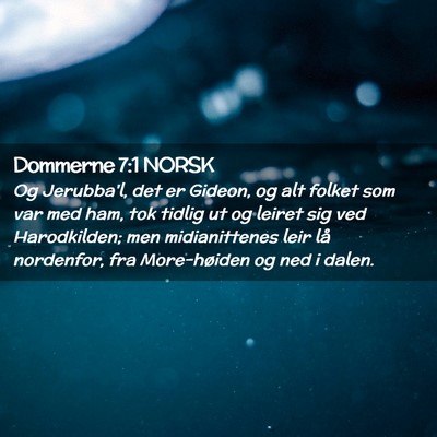 Picture 02 - Dommerne 7:1 NORSK - Og Jerubba'l, det er Gideon, og alt folket som - Bible Verse Picture