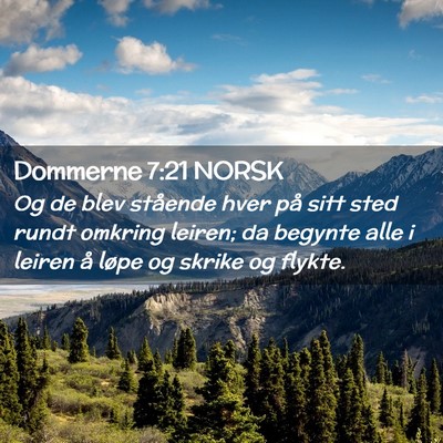 Picture 02 - Dommerne 7:21 NORSK - Og de blev stående hver på sitt sted rundt - Bible Verse Picture