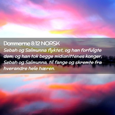 Picture 02 - Dommerne 8:12 NORSK - Sebah og Salmunna flyktet, og han forfulgte dem; - Bible Verse Picture