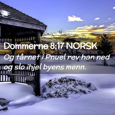 Picture 02 - Dommerne 8:17 NORSK - Og tårnet i Pnuel rev han ned og slo ihjel byens - Bible Verse Picture