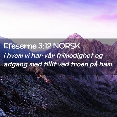 Picture 02 - Efeserne 3:12 NORSK - i hvem vi har vår frimodighet og adgang med - Bible Verse Picture