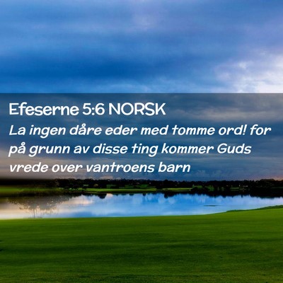 Picture 02 - Efeserne 5:6 NORSK - La ingen dåre eder med tomme ord! for på grunn - Bible Verse Picture