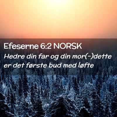Picture 02 - Efeserne 6:2 NORSK - Hedre din far og din mor(-)dette er det første - Bible Verse Picture