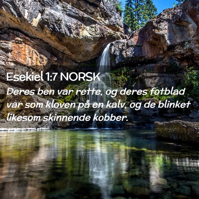 Picture 02 - Esekiel 1:7 NORSK - Deres ben var rette, og deres fotblad var som - Bible Verse Picture