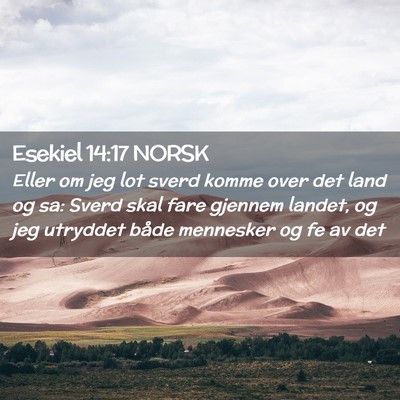 Picture 02 - Esekiel 14:17 NORSK - Eller om jeg lot sverd komme over det land og sa: - Bible Verse Picture