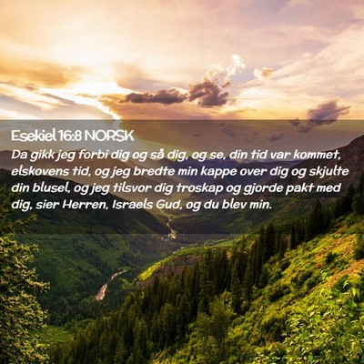 Picture 02 - Esekiel 16:8 NORSK - Da gikk jeg forbi dig og så dig, og se, din tid - Bible Verse Picture