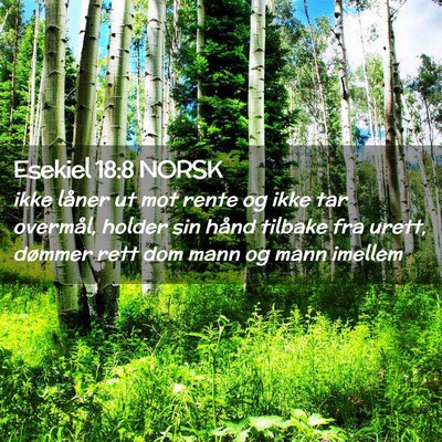 Picture 02 - Esekiel 18:8 NORSK - ikke låner ut mot rente og ikke tar overmål, - Bible Verse Picture