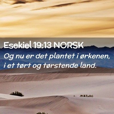 Picture 02 - Esekiel 19:13 NORSK - Og nu er det plantet i ørkenen, i et tørt og - Bible Verse Picture