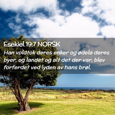 Picture 02 - Esekiel 19:7 NORSK - Han voldtok deres enker og ødela deres byer, og - Bible Verse Picture