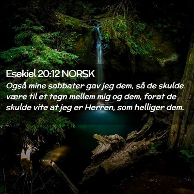 Picture 02 - Esekiel 20:12 NORSK - Også mine sabbater gav jeg dem, så de skulde - Bible Verse Picture