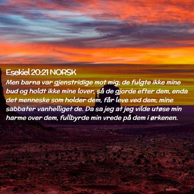 Picture 02 - Esekiel 20:21 NORSK - Men barna var gjenstridige mot mig; de fulgte - Bible Verse Picture