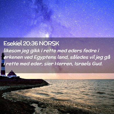 Picture 02 - Esekiel 20:36 NORSK - likesom jeg gikk i rette med eders fedre i - Bible Verse Picture