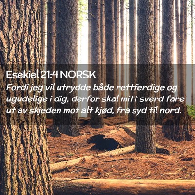 Picture 02 - Esekiel 21:4 NORSK - Fordi jeg vil utrydde både rettferdige og - Bible Verse Picture