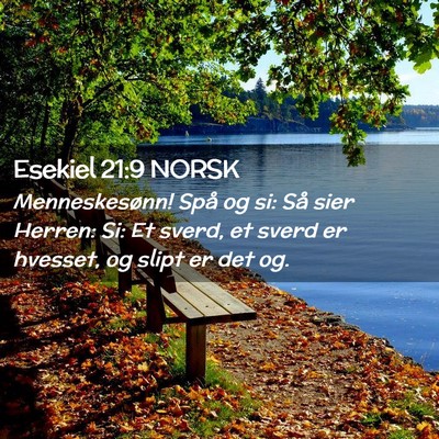 Picture 02 - Esekiel 21:9 NORSK - Menneskesønn! Spå og si: Så sier Herren: Si: - Bible Verse Picture