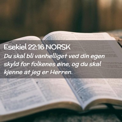 Picture 02 - Esekiel 22:16 NORSK - Du skal bli vanhelliget ved din egen skyld for - Bible Verse Picture