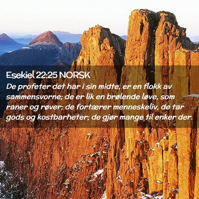 Picture 02 - Esekiel 22:25 NORSK - De profeter det har i sin midte, er en flokk av - Bible Verse Picture
