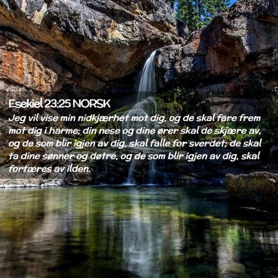 Picture 02 - Esekiel 23:25 NORSK - Jeg vil vise min nidkjærhet mot dig, og de skal - Bible Verse Picture