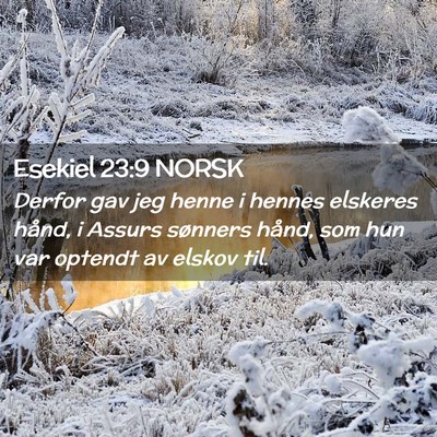 Picture 02 - Esekiel 23:9 NORSK - Derfor gav jeg henne i hennes elskeres hånd, i - Bible Verse Picture
