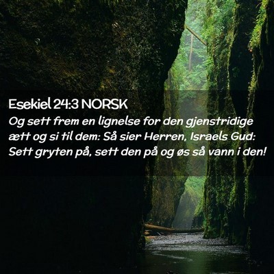 Picture 02 - Esekiel 24:3 NORSK - Og sett frem en lignelse for den gjenstridige - Bible Verse Picture