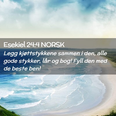 Picture 02 - Esekiel 24:4 NORSK - Legg kjøttstykkene sammen i den, alle gode - Bible Verse Picture