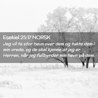 Picture 02 - Esekiel 25:17 NORSK - Jeg vil ta stor hevn over dem og tukte dem i min - Bible Verse Picture