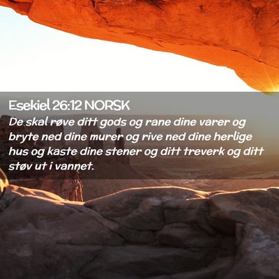 Picture 02 - Esekiel 26:12 NORSK - De skal røve ditt gods og rane dine varer og - Bible Verse Picture