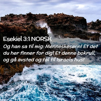 Picture 02 - Esekiel 3:1 NORSK - Og han sa til mig: Menneskesønn! Et det du her - Bible Verse Picture