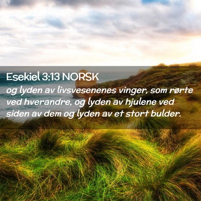 Picture 02 - Esekiel 3:13 NORSK - og lyden av livsvesenenes vinger, som rørte ved - Bible Verse Picture