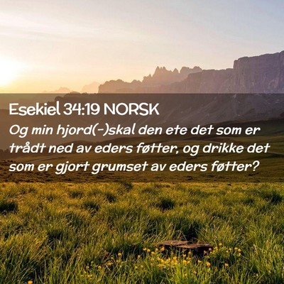 Picture 02 - Esekiel 34:19 NORSK - Og min hjord(-)skal den ete det som er trådt ned - Bible Verse Picture