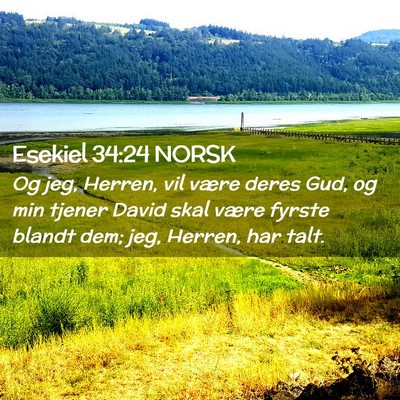 Picture 02 - Esekiel 34:24 NORSK - Og jeg, Herren, vil være deres Gud, og min - Bible Verse Picture