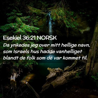 Picture 02 - Esekiel 36:21 NORSK - Da ynkedes jeg over mitt hellige navn, som - Bible Verse Picture