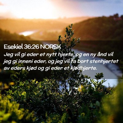Picture 02 - Esekiel 36:26 NORSK - Jeg vil gi eder et nytt hjerte, og en ny ånd vil - Bible Verse Picture