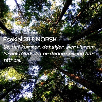 Picture 02 - Esekiel 39:8 NORSK - Se, det kommer, det skjer, sier Herren, Israels - Bible Verse Picture