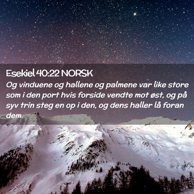 Picture 02 - Esekiel 40:22 NORSK - Og vinduene og hallene og palmene var like store - Bible Verse Picture