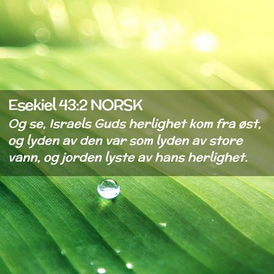 Picture 02 - Esekiel 43:2 NORSK - Og se, Israels Guds herlighet kom fra øst, og - Bible Verse Picture