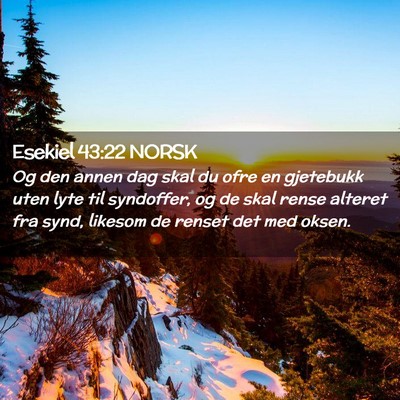 Picture 02 - Esekiel 43:22 NORSK - Og den annen dag skal du ofre en gjetebukk uten - Bible Verse Picture