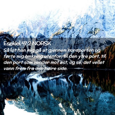 Picture 02 - Esekiel 47:2 NORSK - Så lot han mig gå ut gjennem nordporten og - Bible Verse Picture