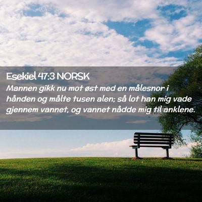 Picture 02 - Esekiel 47:3 NORSK - Mannen gikk nu mot øst med en målesnor i - Bible Verse Picture