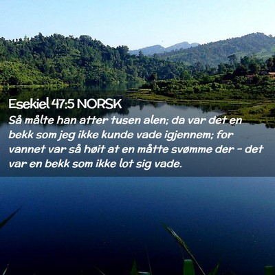 Picture 02 - Esekiel 47:5 NORSK - Så målte han atter tusen alen; da var det en - Bible Verse Picture