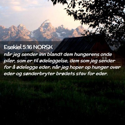 Picture 02 - Esekiel 5:16 NORSK - når jeg sender inn blandt dem hungerens onde - Bible Verse Picture