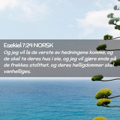 Picture 02 - Esekiel 7:24 NORSK - Og jeg vil la de verste av hedningene komme, og - Bible Verse Picture