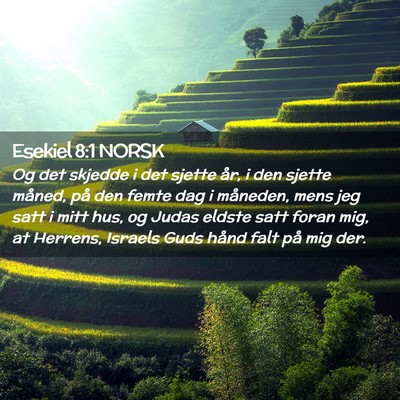 Picture 02 - Esekiel 8:1 NORSK - Og det skjedde i det sjette år, i den sjette - Bible Verse Picture