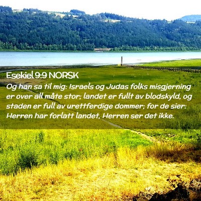 Picture 02 - Esekiel 9:9 NORSK - Og han sa til mig: Israels og Judas folks - Bible Verse Picture