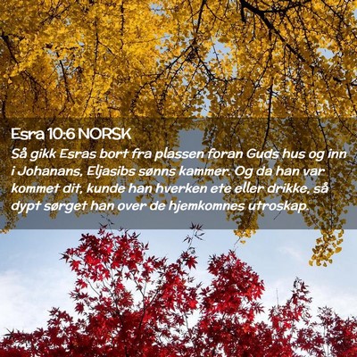 Picture 02 - Esra 10:6 NORSK - Så gikk Esras bort fra plassen foran Guds hus og - Bible Verse Picture