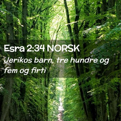 Picture 02 - Esra 2:34 NORSK - Jerikos barn, tre hundre og fem og - Bible Verse Picture