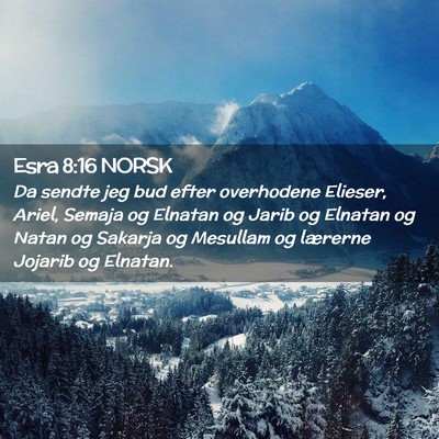 Picture 02 - Esra 8:16 NORSK - Da sendte jeg bud efter overhodene Elieser, - Bible Verse Picture