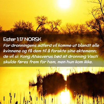 Picture 02 - Ester 1:17 NORSK - For dronningens adferd vil komme ut blandt alle - Bible Verse Picture