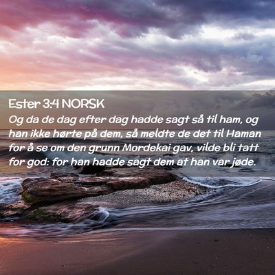 Picture 02 - Ester 3:4 NORSK - Og da de dag efter dag hadde sagt så til ham, og - Bible Verse Picture